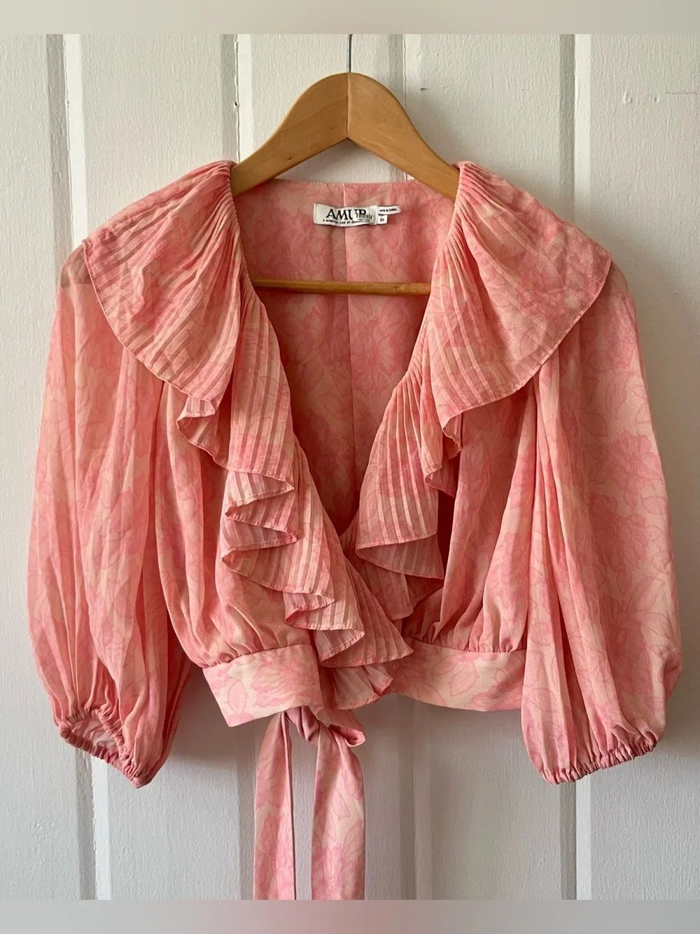 Amur Naya Ruffled Wrap Tie Blouse